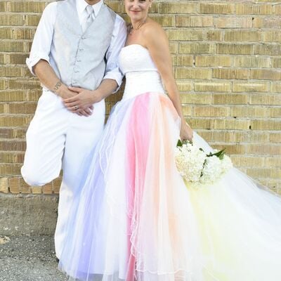 Dyed ball gown ombre rainbow beach boho wedding dress bridal gown wedding gown