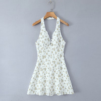 Vintage Flora Print Lace Halter Dress - Thumbnail 2