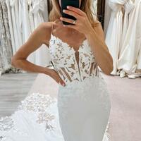 Mermaid Flowers Lace Wedding Dress Bridal Gown Wedding Gown - Thumbnail 1