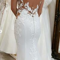 Mermaid Flowers Lace Wedding Dress Bridal Gown Wedding Gown - Thumbnail 2