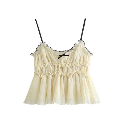 Small bow textured top holiday style casual camisole