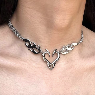 Free shipping-heart and flame necklace - Thumbnail 2