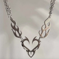Free Shipping-HEART AND FLAME NECKLACE - Thumbnail 1