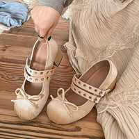 Cute Velvet Ballet Style Shoes High Heels  - Thumbnail 5