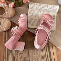 Cute Velvet Ballet Style Shoes High Heels  - Thumbnail 8