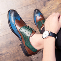 New brogue colorblock men's fashionable formal shoes - Thumbnail 1