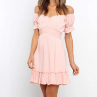 Temperament One Shoulder Lotus Leaf Edge Sleeveless Dress - Thumbnail 1