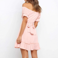 Temperament One Shoulder Lotus Leaf Edge Sleeveless Dress - Thumbnail 3