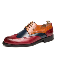 New brogue colorblock men's fashionable formal shoes - Thumbnail 1