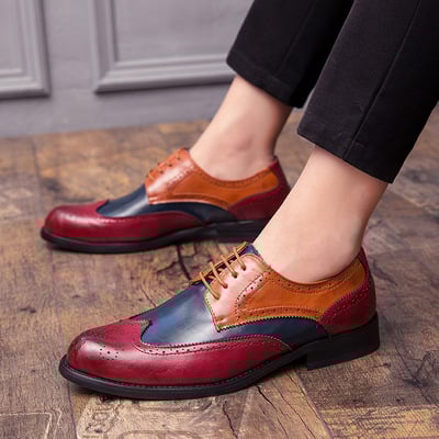 New brogue colorblock men's fashionable formal shoes