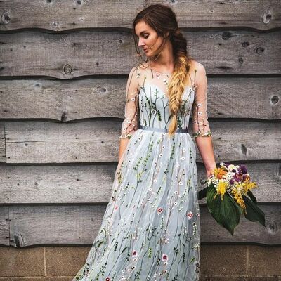 Flowers floral wedding dress bridal gown wedding gown