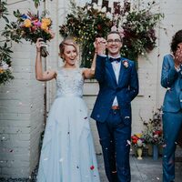 Blue A Line Beaded Lace Wedding Dress Bridal Gown Wedding Gown - Thumbnail 1