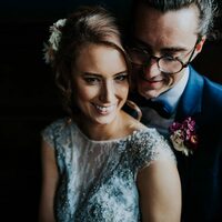 Blue A Line Beaded Lace Wedding Dress Bridal Gown Wedding Gown - Thumbnail 2