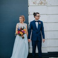 Blue A Line Beaded Lace Wedding Dress Bridal Gown Wedding Gown - Thumbnail 3