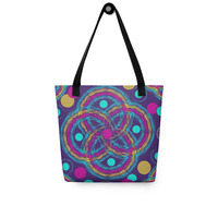 Trippy Geometric Tote Bag Psychedelic Loops - Thumbnail 2