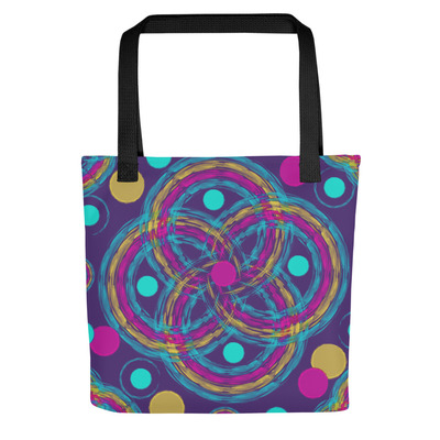 Trippy geometric tote bag psychedelic loops
