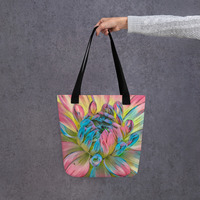 Vibrant Dahlia Bloom Tote Bag  Colorful Floral Art, Nature-Inspired All-Over Print Bag - Thumbnail 6