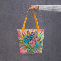 Vibrant Dahlia Bloom Tote Bag  Colorful Floral Art, Nature-Inspired All-Over Print Bag - Thumbnail 7