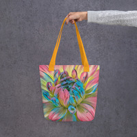 Vibrant Dahlia Bloom Tote Bag  Colorful Floral Art, Nature-Inspired All-Over Print Bag - Thumbnail 8