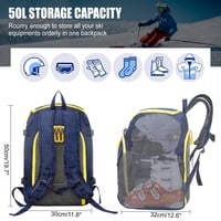 50L Blue Travel Ski Backpack – Lightweight, Waterproof, and Spacious - Thumbnail 1