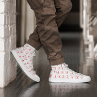 Alphabets Mens white high top canvas shoes ( Only Available in select countries ) - Thumbnail 3