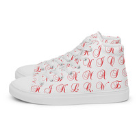 Alphabets Mens white high top canvas shoes ( Only Available in select countries ) - Thumbnail 1