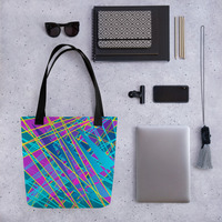Fractured Spectrum Tote Bag  Vibrant Abstract Geometric - Thumbnail 2