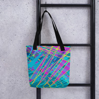 Fractured Spectrum Tote Bag  Vibrant Abstract Geometric - Thumbnail 3