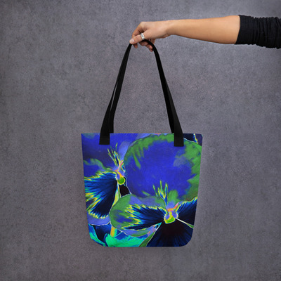 Electric pansy  vibrant blue floral tote bag