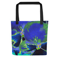 Electric Pansy  Vibrant Blue Floral Tote Bag - Thumbnail 1