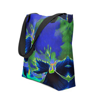 Electric Pansy  Vibrant Blue Floral Tote Bag - Thumbnail 3