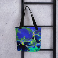 Electric Pansy  Vibrant Blue Floral Tote Bag - Thumbnail 5