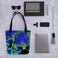Electric Pansy  Vibrant Blue Floral Tote Bag - Thumbnail 6