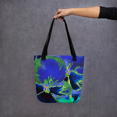 Electric pansy  vibrant blue floral tote bag