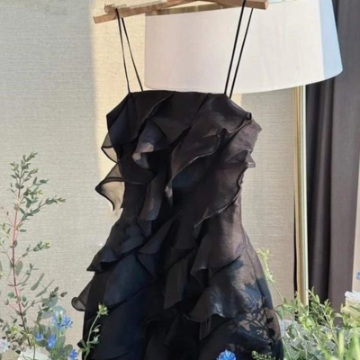 Spaghetti straps black/pink/white short homecoming dresses