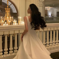 Fashion A Line Square Neck Ankle Length Chiffon Prom Dresses - Thumbnail 2