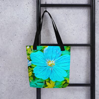 Ocean Breeze Bloom Tote Bag  Serene Blue Floral Art, Nature-Inspired Fashion Accessory - Thumbnail 3