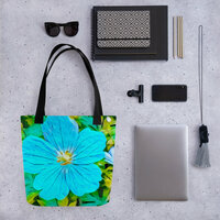 Ocean Breeze Bloom Tote Bag  Serene Blue Floral Art, Nature-Inspired Fashion Accessory - Thumbnail 4