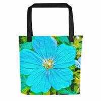 Ocean Breeze Bloom Tote Bag  Serene Blue Floral Art, Nature-Inspired Fashion Accessory - Thumbnail 6