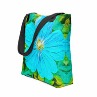 Ocean Breeze Bloom Tote Bag  Serene Blue Floral Art, Nature-Inspired Fashion Accessory - Thumbnail 7