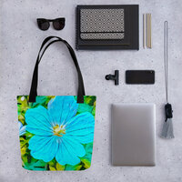 Ocean Breeze Bloom Tote Bag  Serene Blue Floral Art, Nature-Inspired Fashion Accessory - Thumbnail 10