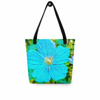 Ocean Breeze Bloom Tote Bag  Serene Blue Floral Art, Nature-Inspired Fashion Accessory - Thumbnail 12