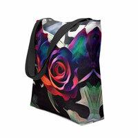 Dark & Moody Abstract Rose Tote Bag  Vibrant Gothic Floral Art, Large Reusable Bag for Everyday Use - Thumbnail 4