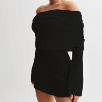 Women'S Sexy Solid Color Long Sleeved One Shoulder Dress - Thumbnail 1