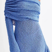 Women'S Sexy Solid Color Long Sleeved One Shoulder Dress - Thumbnail 2