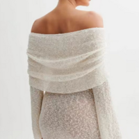 Women'S Sexy Solid Color Long Sleeved One Shoulder Dress - Thumbnail 3