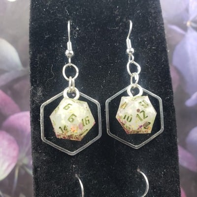 Silver hex dice earrings set #7