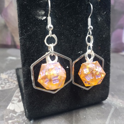 Silver hex dice earrings set #13