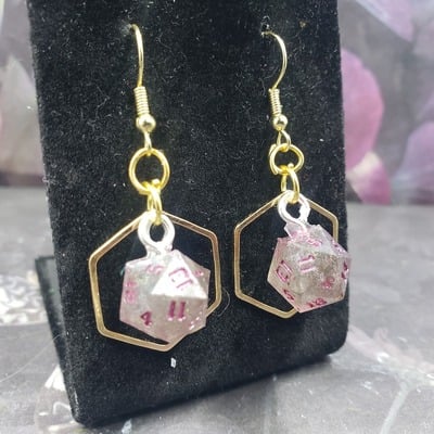 Gold hex dice earrings set #11
