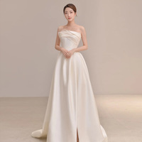 Elegant Strapless Sleeveless Banquet Bride Dress - Thumbnail 4